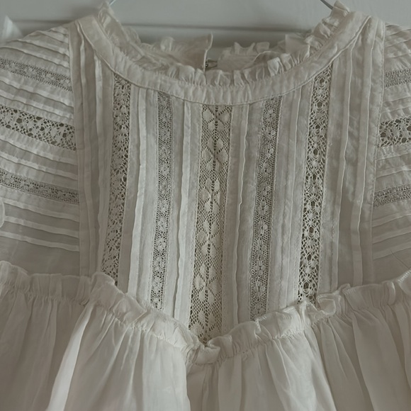 Veronica Beard Tamsyn Blouse Lace Ruffled Flutter Sleeve Off White size 6 - Picture 4 of 5